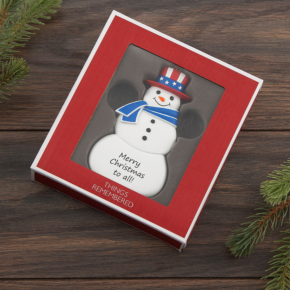 Ridgewood USA Patriotic SNOWMAN Ornament NEW In Box 588 Christmas 