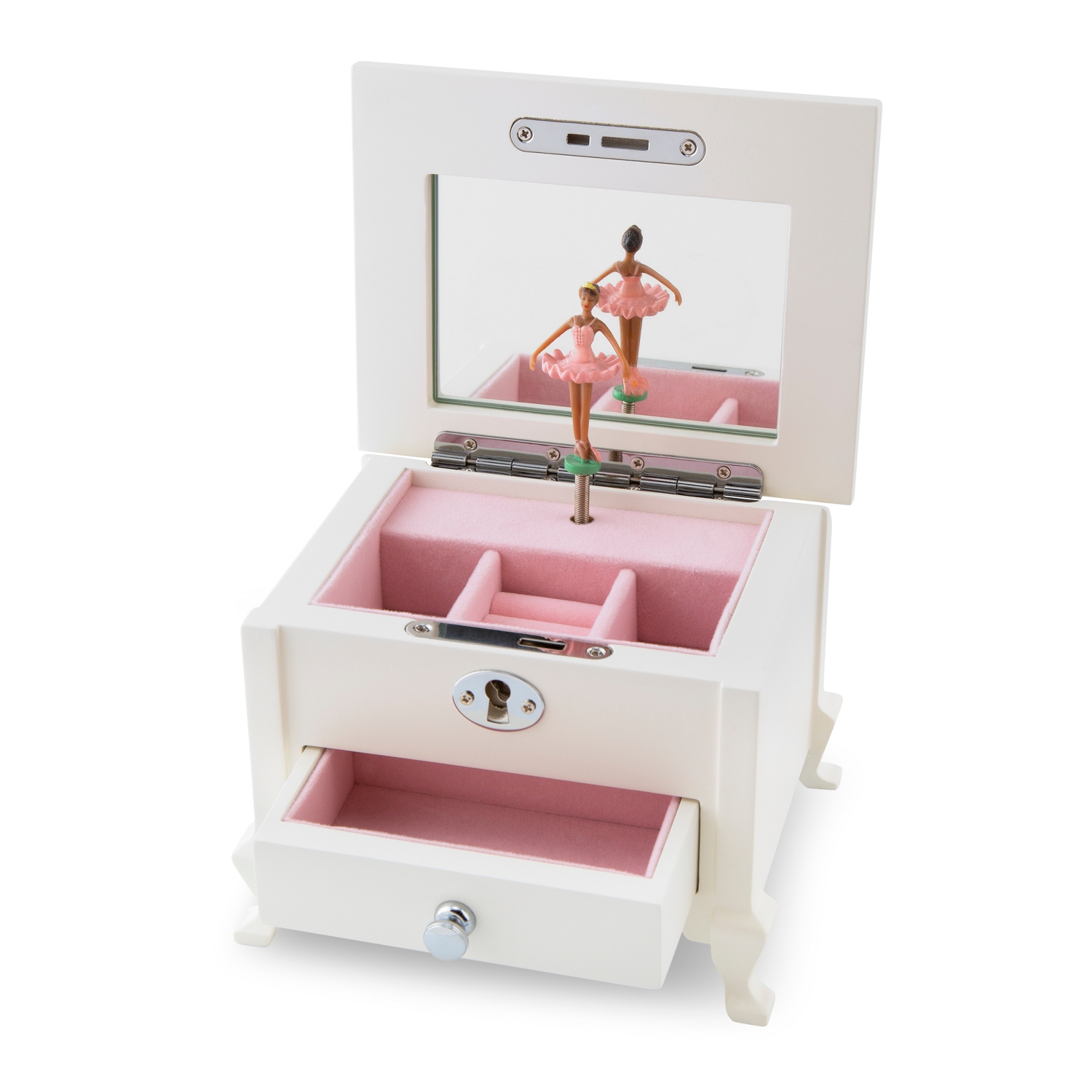 Girls Footed White Musical Jewelry Box