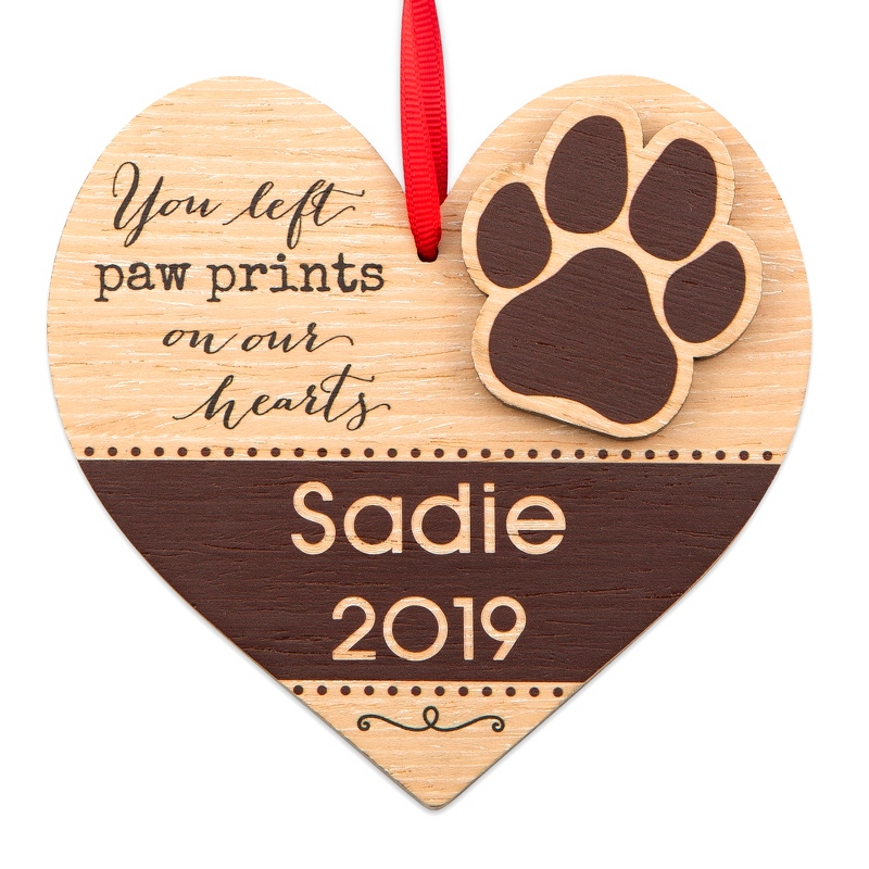 Paw Print Heart Christmas Ornament