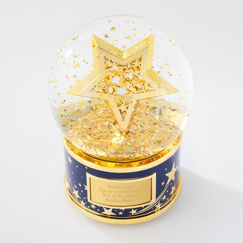 Image of Gold Star Personalized Snow Globe