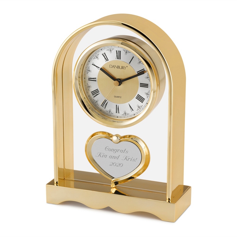 Image of Gold Tone Heart Clock