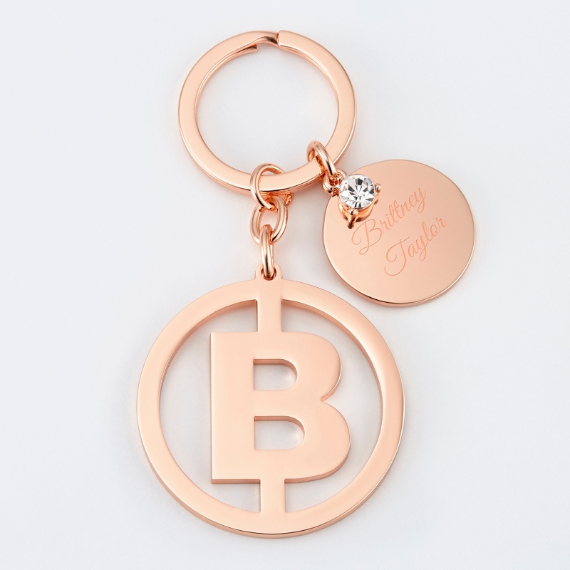Image of Personalized Rose Gold B Initial Key Chain