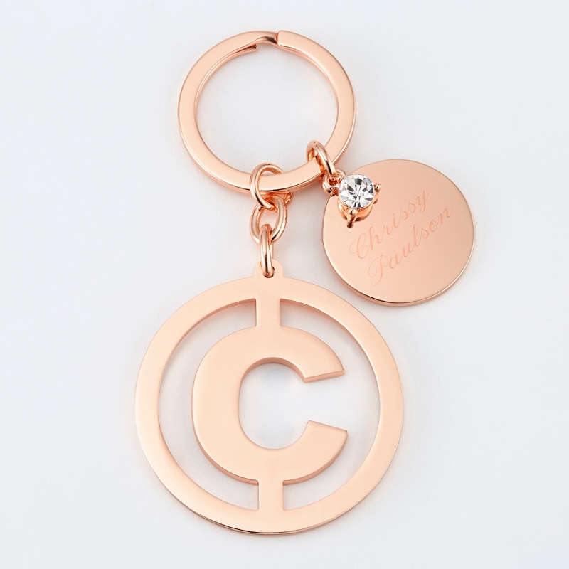 Image of Personalized Rose Gold C Initial Key Chain
