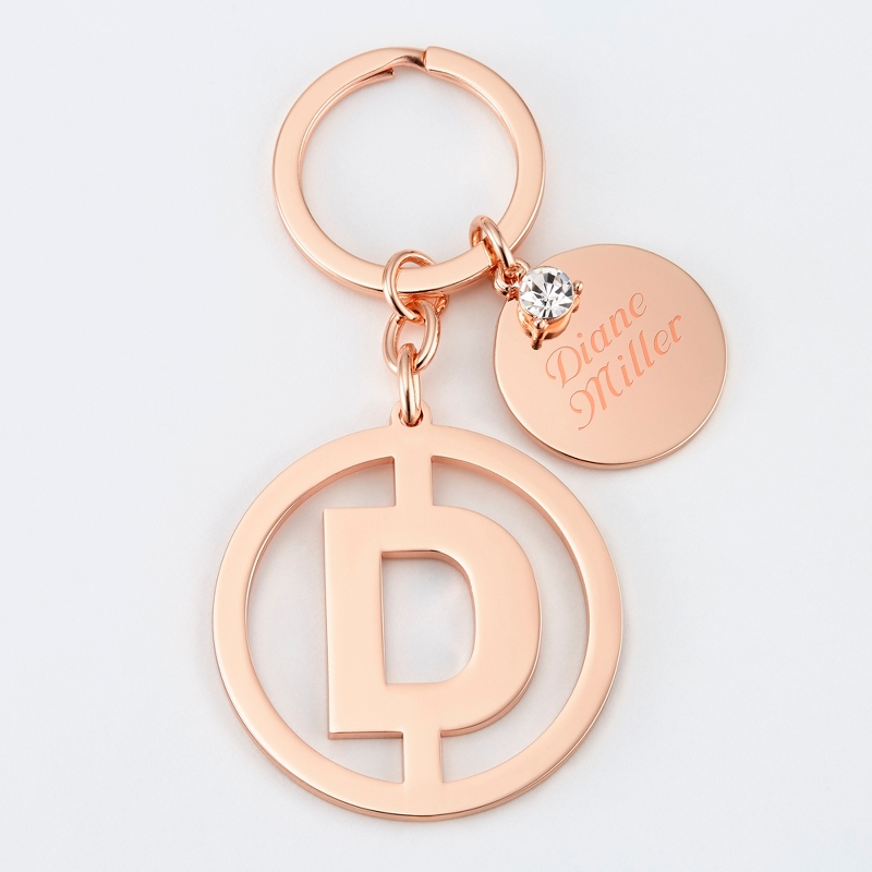 Image of Personalized Rose Gold D Initial Key Chain
