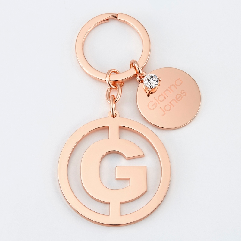 Image of Personalized Rose Gold G Initial Key Chain
