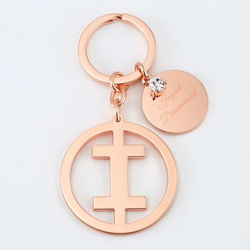 Image of Personalized Rose Gold I Initial Key Chain