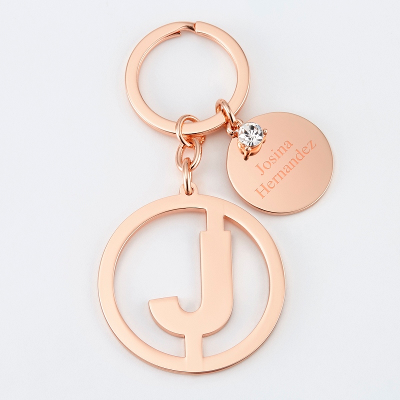 Image of Personalized Rose Gold J Initial Key Chain
