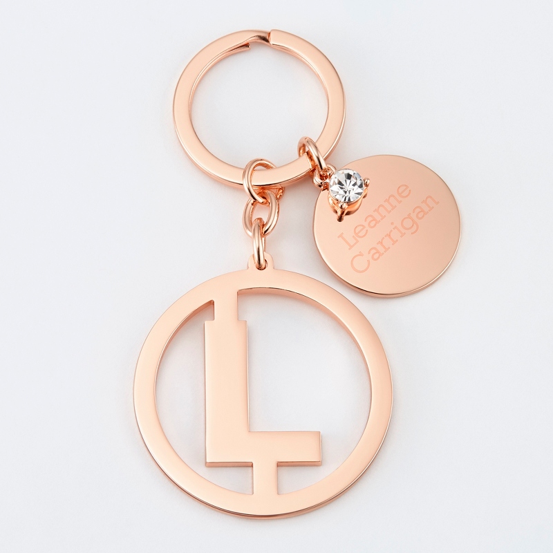 Image of Personalized Rose Gold L Initial Key Chain