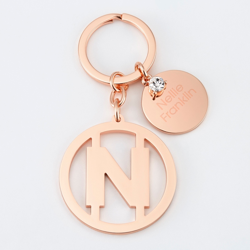 Image of Personalized Rose Gold N Initial Key Chain