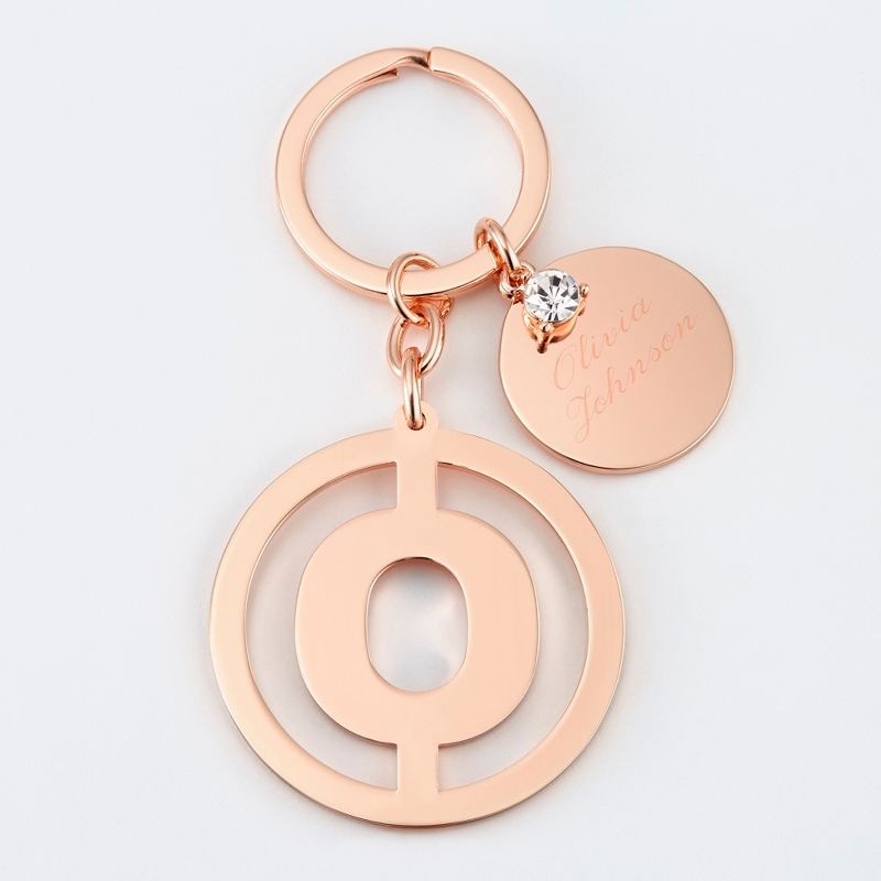 Image of Personalized Rose Gold O Initial Key Chain