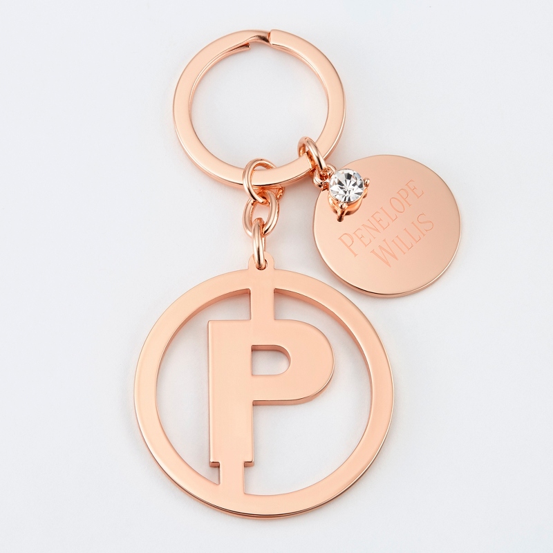 Image of Personalized Rose Gold P Initial Key Chain
