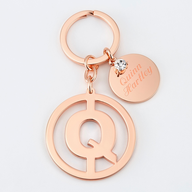 Image of Personalized Rose Gold Q Initial Key Chain