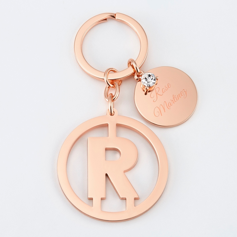 Image of Personalized Rose Gold R Initial Key Chain