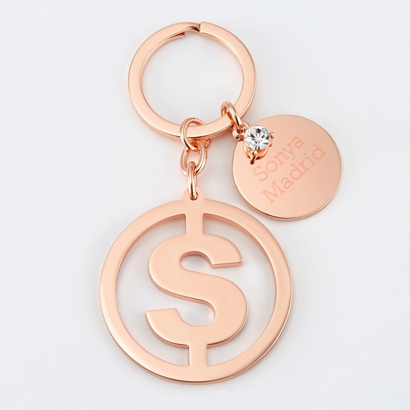 Image of Personalized Rose Gold S Initial Key Chain