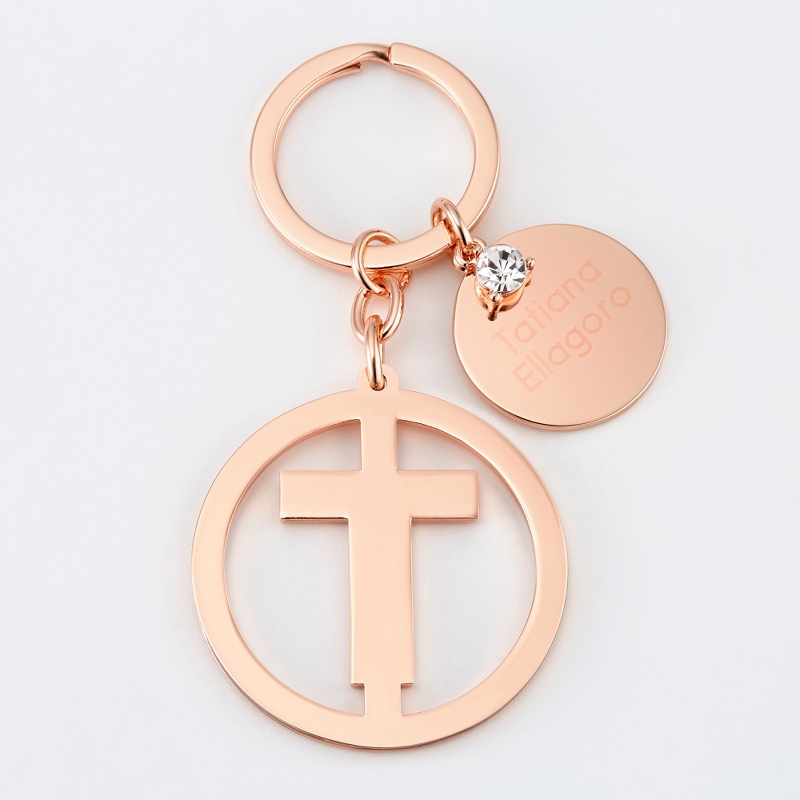 Image of Personalized Rose Gold T Initial Key Chain
