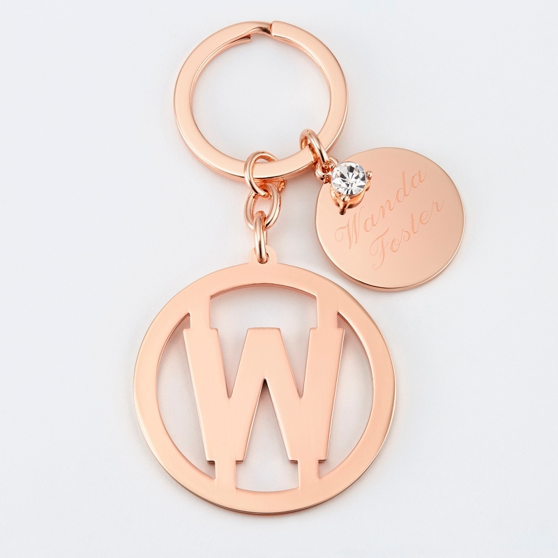 Image of Personalized Rose Gold W Initial Key Chain