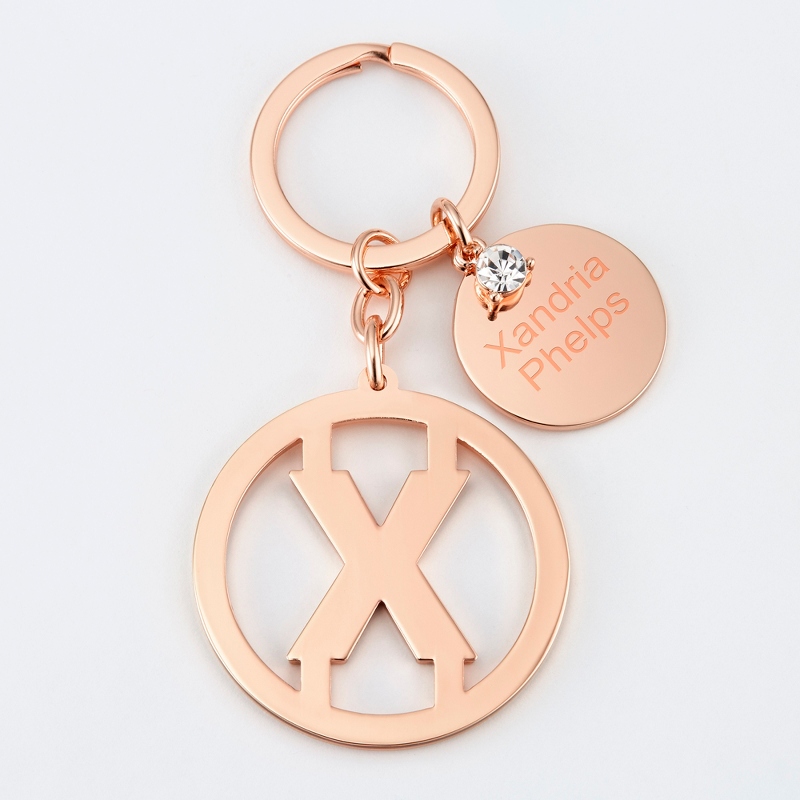Image of Personalized Rose Gold X Initial Key Chain
