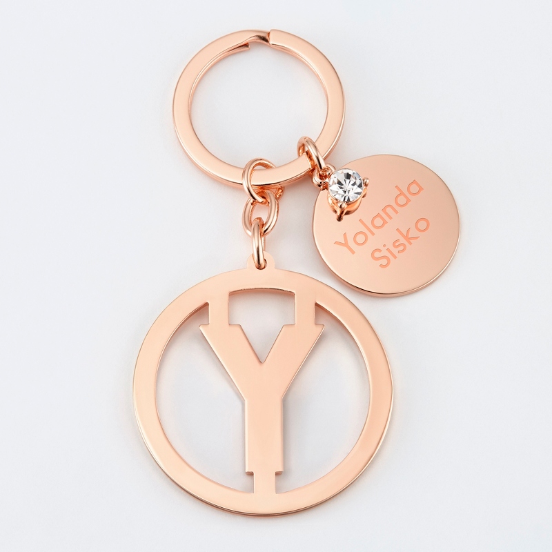Image of Personalized Rose Gold Y Initial Key Chain