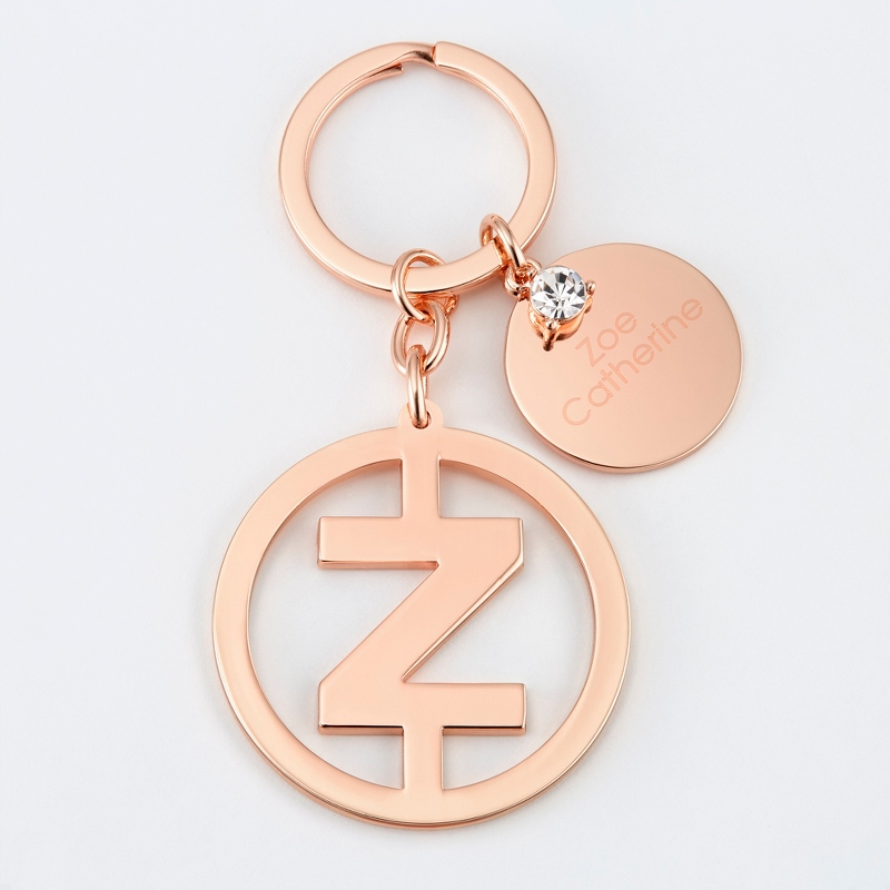 Image of Personalized Rose Gold Z Initial Key Chain