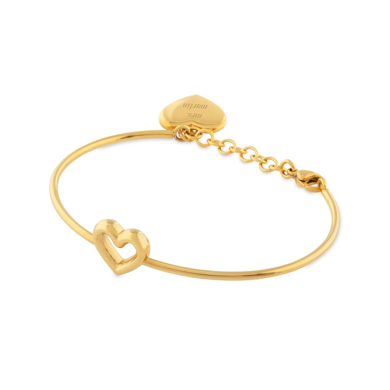 Image of Gold Tone Open Heart Bangle Bracelet