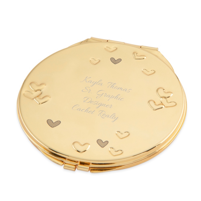 Image of Gold Tone Confetti Heart Mirror Compact