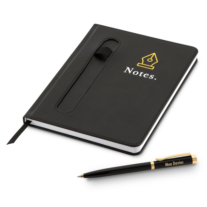 Image of Notes Pen and Pebble Grain Leather Journal Set