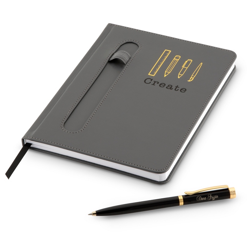Image of Create Pen and Pebble Grain Leather Journal Set