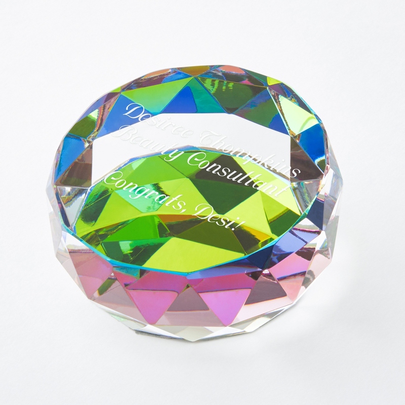 Image of Iridescent Crystal Personalized Paperweight