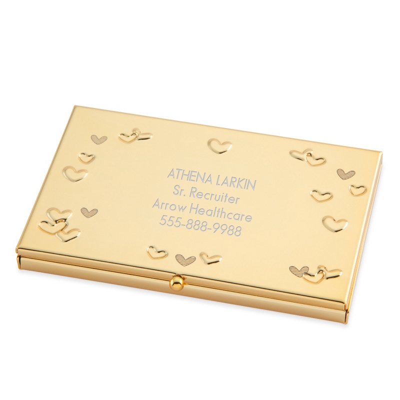 Image of Gold Tone Confetti Heart Card Case