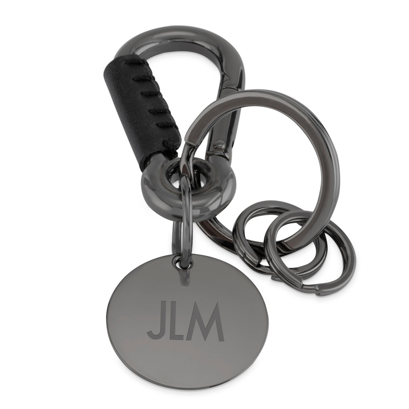 Image of Gunmetal Clip Key Chain with Genuine Leather Trim