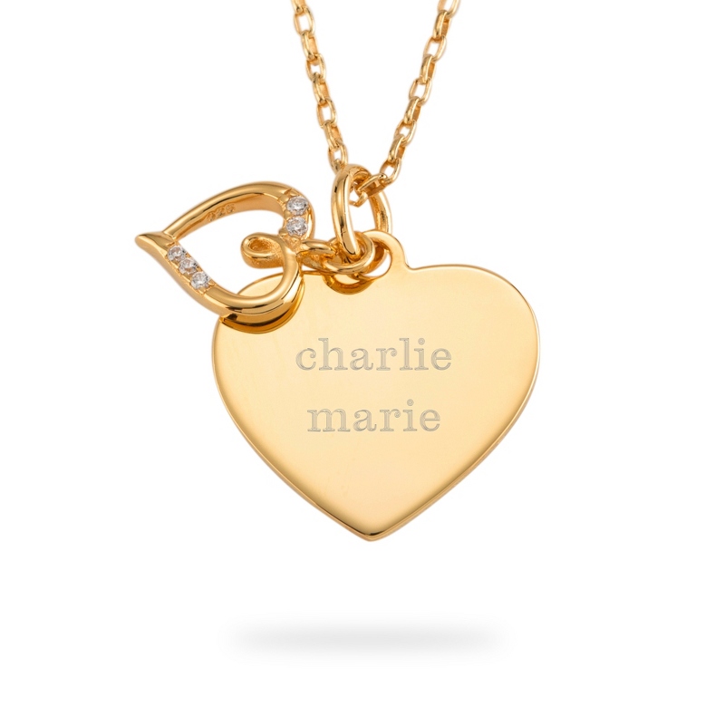 Image of Girls 14K Gold Over Sterling Silver Heart Necklace