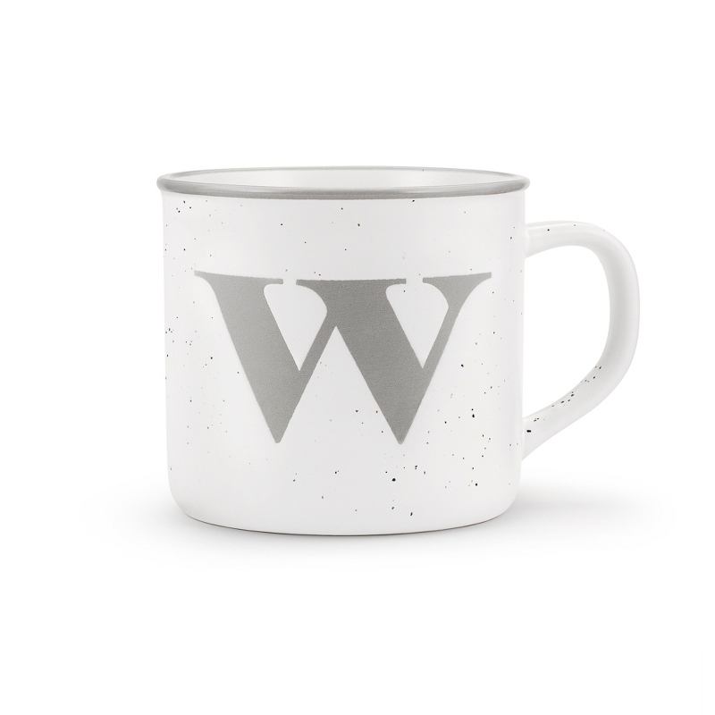 Image of White Ceramic W Initial 18 OZ Camp Mug