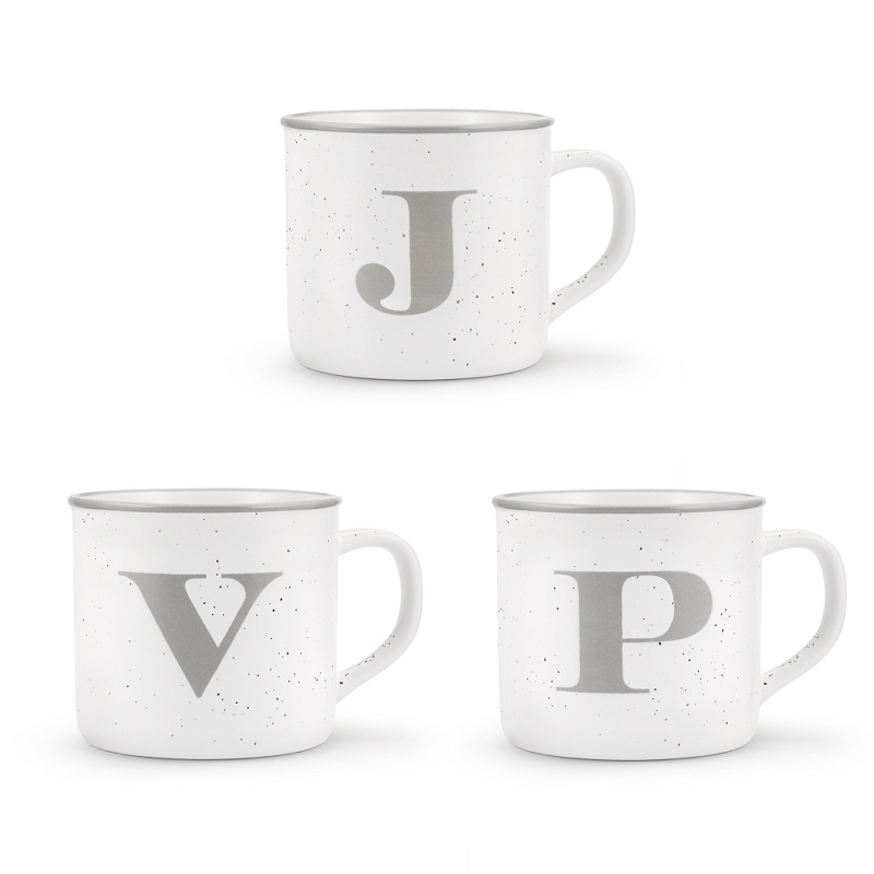 Image of White Ceramic Initial 18 OZ Camp Mug