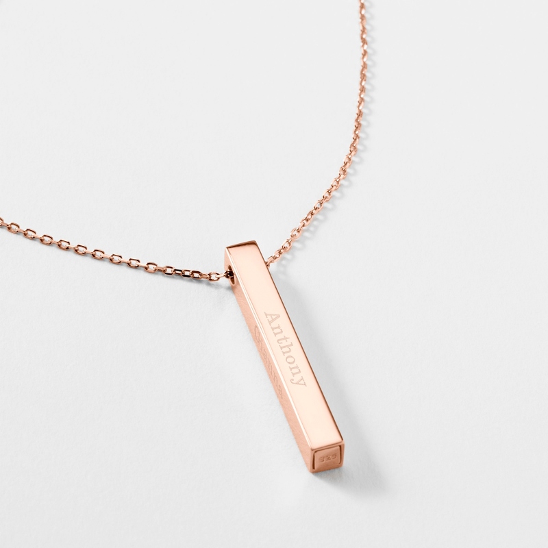 Rose Gold Sterling Silver Vertical Bar Necklace