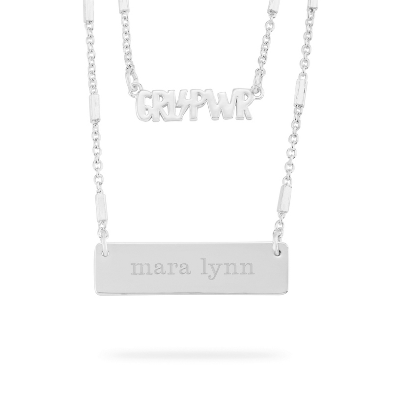 Image of Silver Tone Double Strand Girl Power Necklace