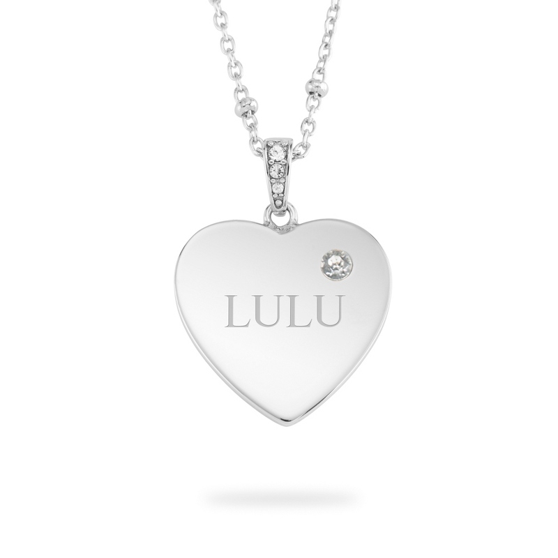 Image of Sterling Silver April Birthstone Heart Necklace
