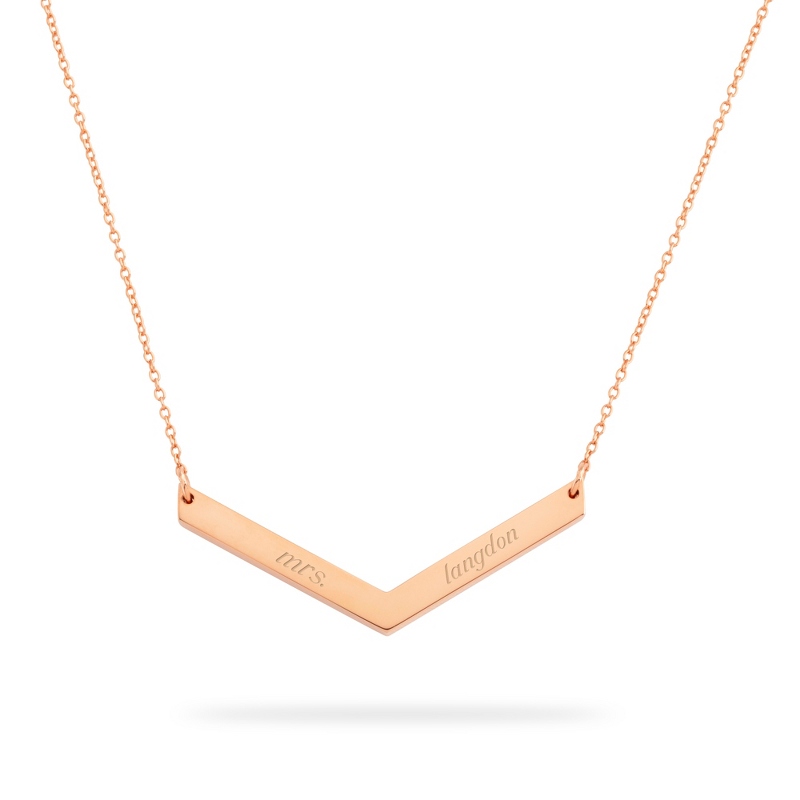 Image of Rose Gold Sterling Silver Chevron Necklace