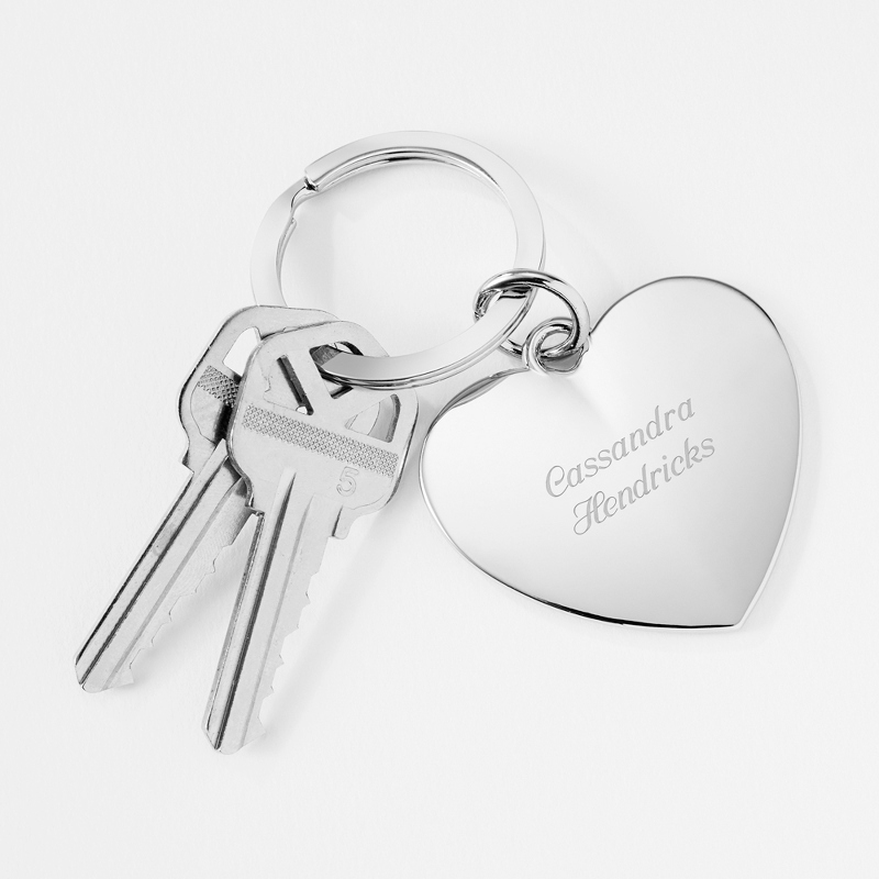 Image of Classic Silver Tone Heart Key Chain