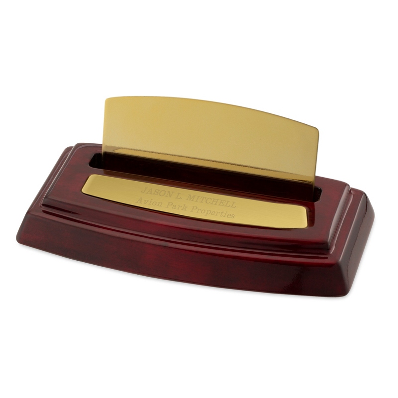 Image of High Gloss Mahogany and Gold Card Holder