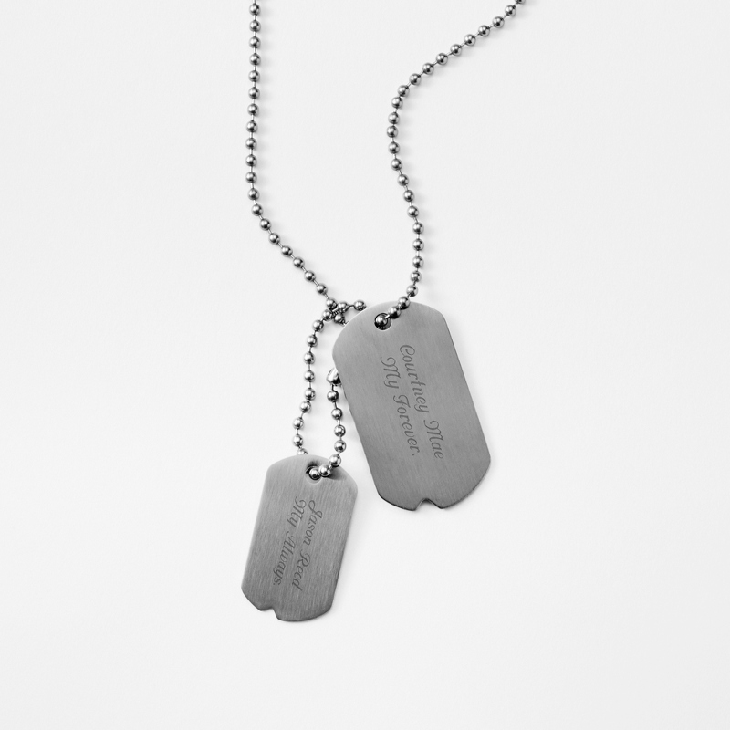 Image of Brushed Gunmetal Vertical Double Dog Tag Necklace