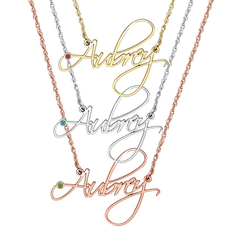 Image of Alison and Ivy Sterling Silver Birthstone Name Necklace