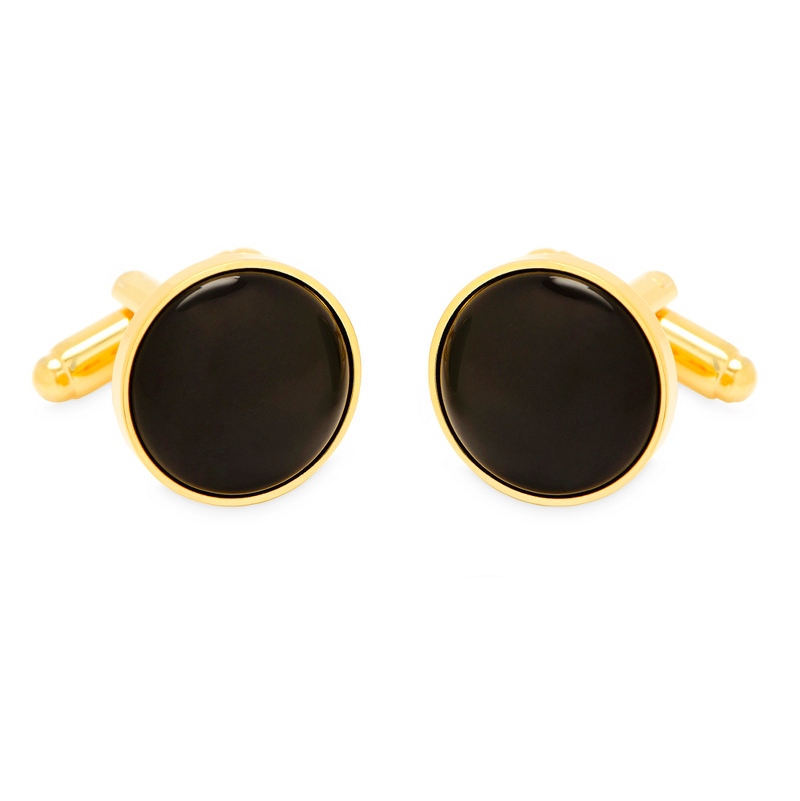 Image of Ox and Bull Trading Co Gold and Onyx Cuff Link & Stud Set