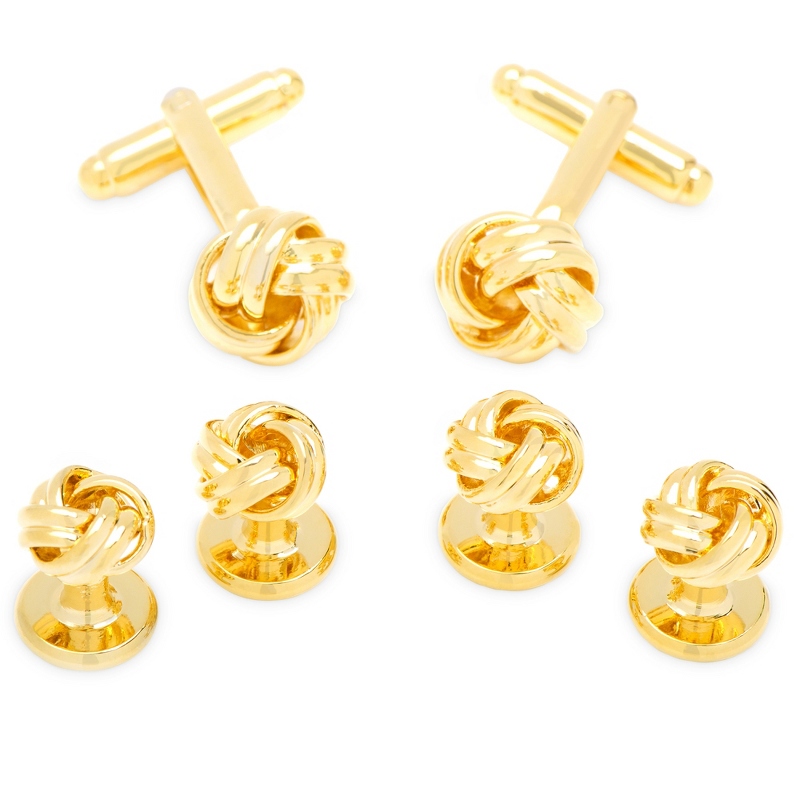 Image of Ox and Bull Trading Co Gold Knot Cuff Link & Stud Set