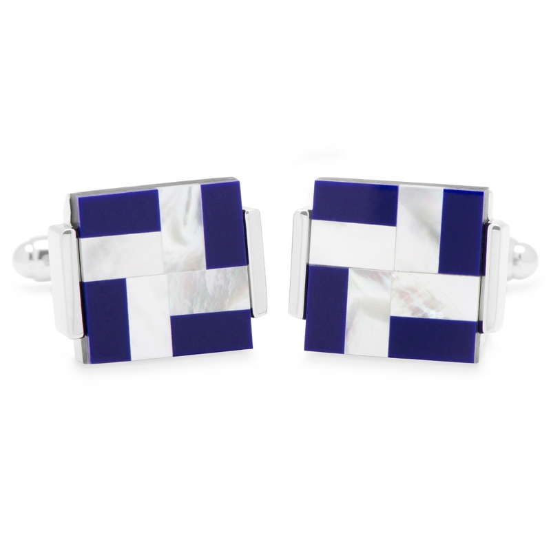 Image of Mother of Pearl and Lapis Windmill Cuff Links
