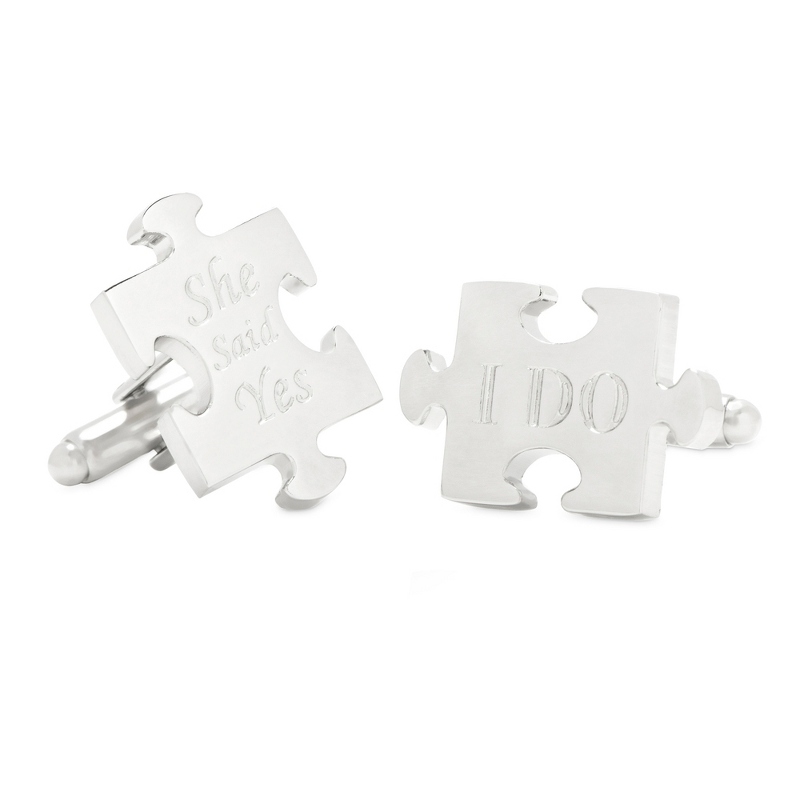 Image of Cufflinks Inc Wedding Puzzle Pieces Cuff Links