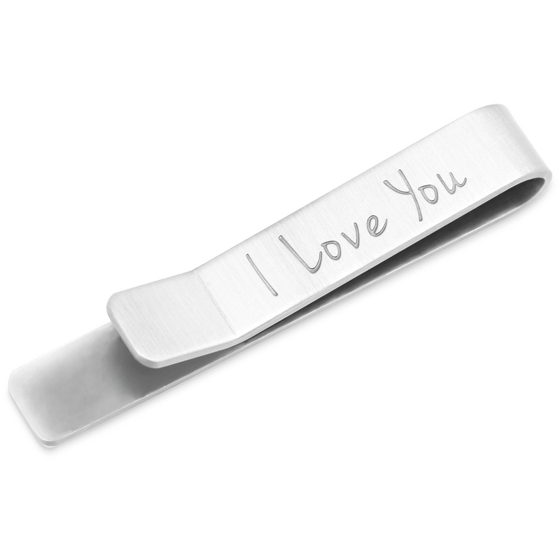 Image of I Love You Hidden Message Silver Tie Bar
