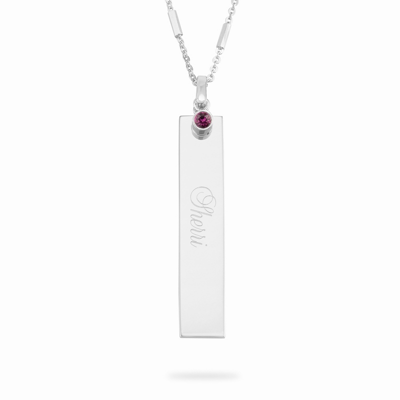 Sterling Silver Bezel February Birthstone Necklace