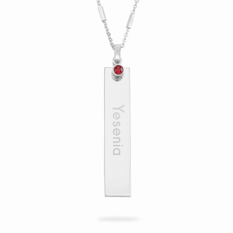 Sterling Silver Bezel July Birthstone Necklace