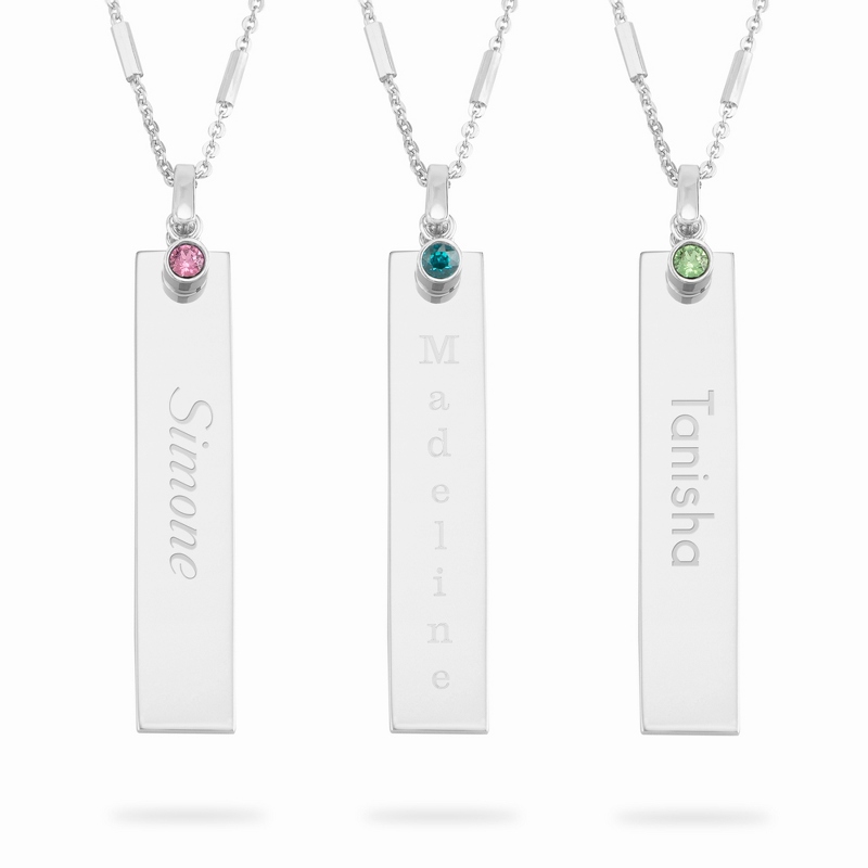 Image of Sterling Silver Bezel Birthstone Necklace