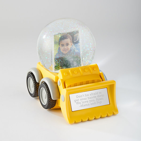 Kids Bulldozer Photo Personalized Snow Globe